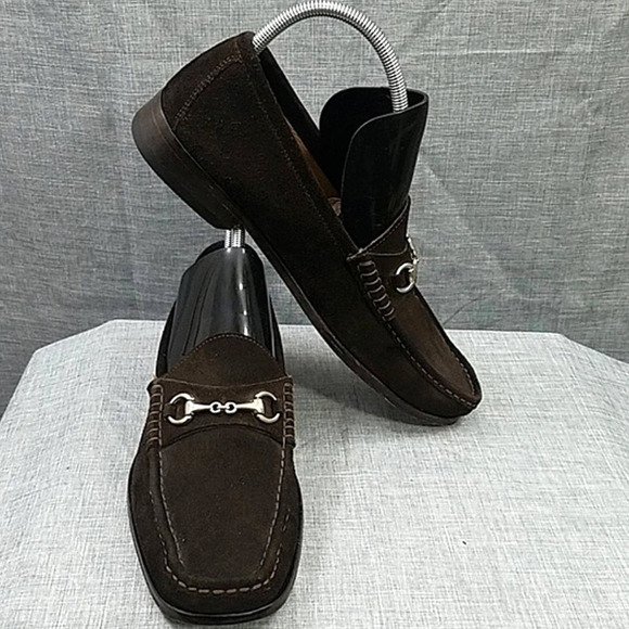 Loake brown suede horse bit loafer slip-on men's 9.5 - Picture 1 of 12